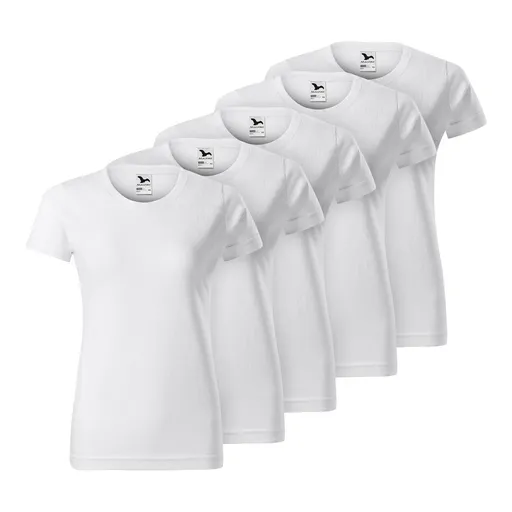 MALFINI Sada 5 ks: Dámske tričko BASIC - Biela | 3XL