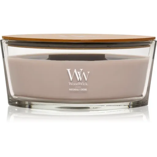 Woodwick Opulent Wood Patchouli Creme vonná sviečka s dreveným knotom 453.6 g