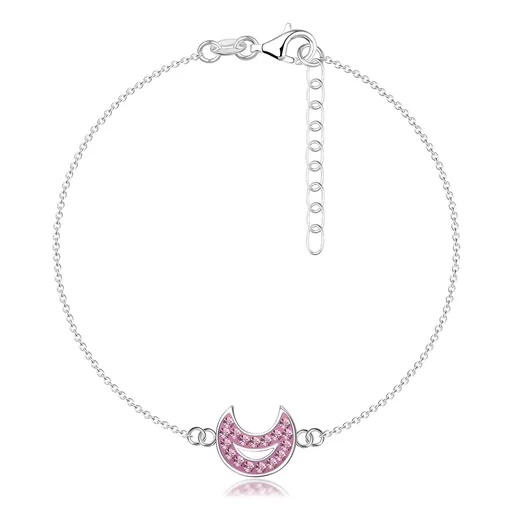 Retiazka na ruku zo striebra 925 - mesiac s ružovými zirkónmi