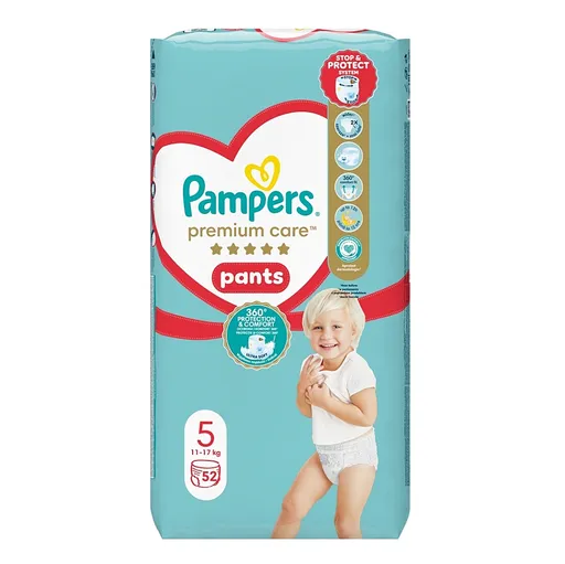 PAMPERS Premium Care veľ.5 Plienkové nohavičky 12-17 kg 52 kusov