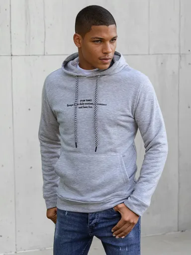 Senzačná svetlo-sivá pánska mikina