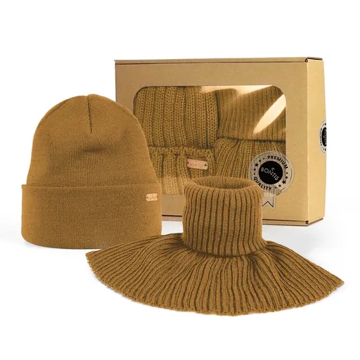 Bontis Darčekové balenie: pánska čiapka s lemom a nákrčník - Oriešková