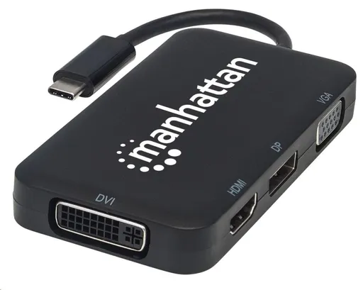 MANHATTAN Dokovacia stanica USB-C 4v1, 1xDP, 1xHDMI, 1xVGA, 1xDVI