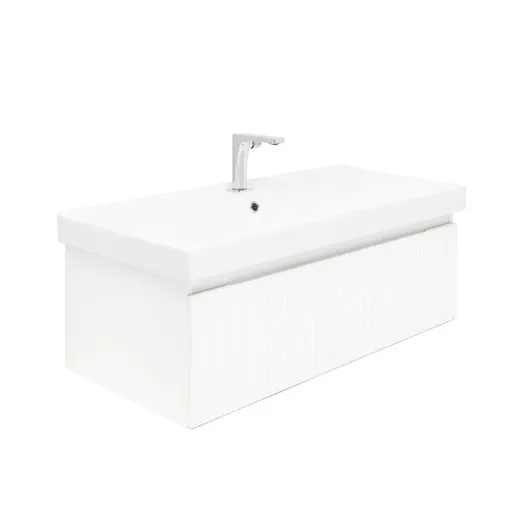 Kúpeľňová skrinka s batériou a umývadlom SAT Evolution 1 98x30x44, 8 cm biela mat SATEVO100WMU1B