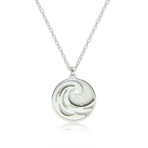 Náhrdelník zo striebra 925 - element vody v okrúhlej lesklej kontúre