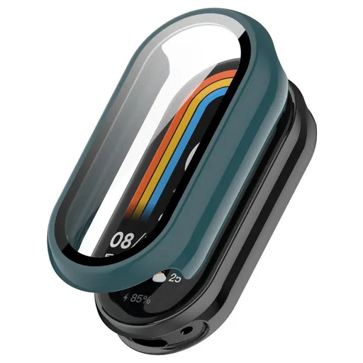 PC FULL COVER Plastový kryt so sklom pre Xiaomi Smart Band 10 / 10 NFC tmavozelený