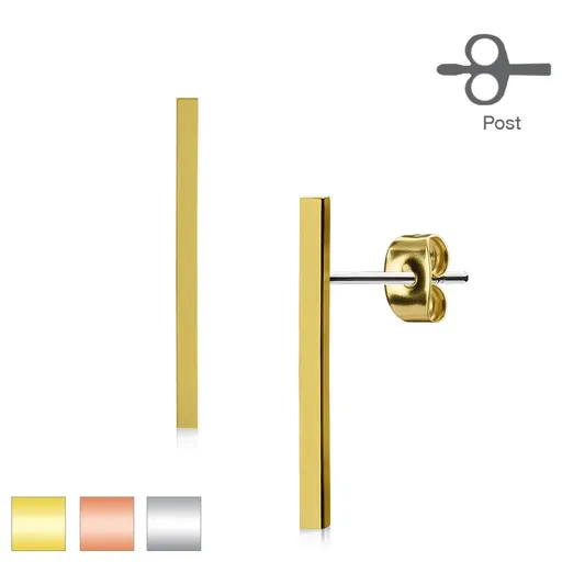 Náušnice z chirurgickej ocele, úzky pásik, hladký lesklý povrch - Farba: Medená