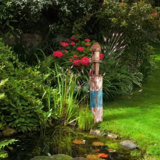 Gilde Dekorace Dřevěný maják, bílo-modrý, 53 cm