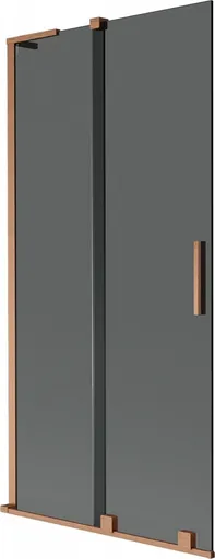 MEXEN/S - Velar L dvojkrídlová posuvná vaňová zástena 95 x 150, grafit, meď kartáčovaná 896-095-003-41-65