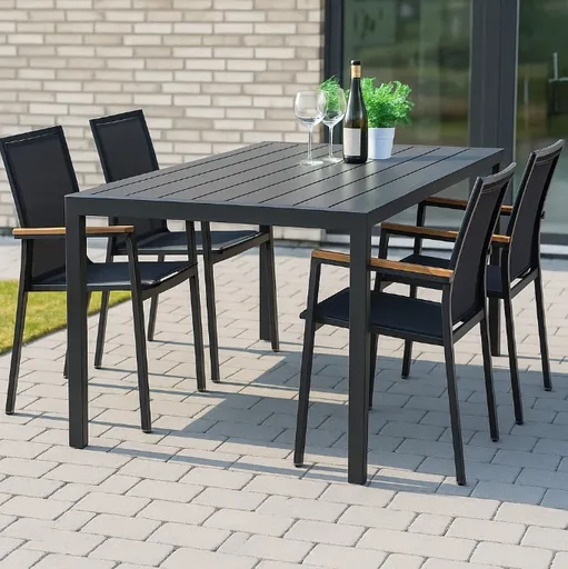 Elvisia Záhradný hliníkový set JØRGEN 4 + 1 | antracit/čierna