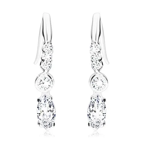 Strieborné náušnice 925, krúžok a zrnko - číre zirkóny, afroháčik