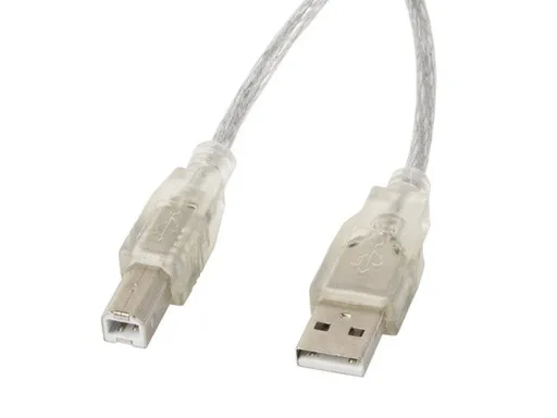 LANBERG USB-A (M) na USB-B (M) 2.0 kábel 3m, transparentný