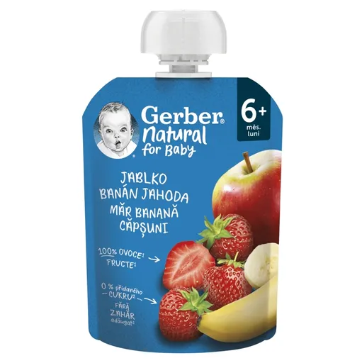 GERBER Vrecko natural jablko banán jahoda 6m+ 90 g