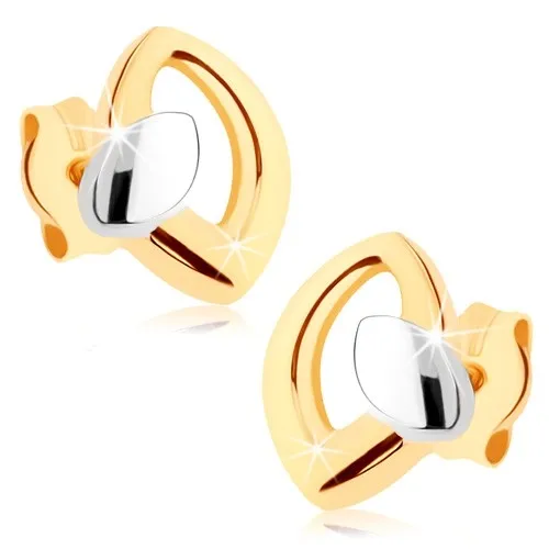 Zlaté náušnice 9K dvojité zrnko v kombinovanom prevedení