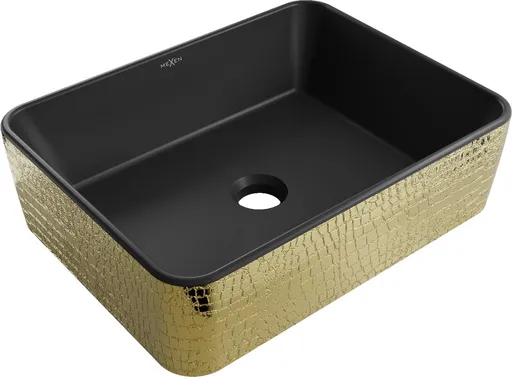 MEXEN - Catia umývadlo na dosku 48 x 37, čierna mat/zlatá vzor 21314878