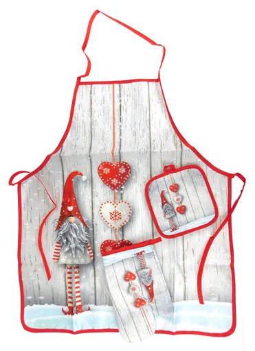 MAKRO - Chňapka sada 3ks, rukavica, podložka a zástera, vianočná
