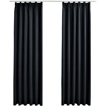 Zatemňovacie závesy s háčikmi 2 ks čierne 140 × 245 cm (134416)