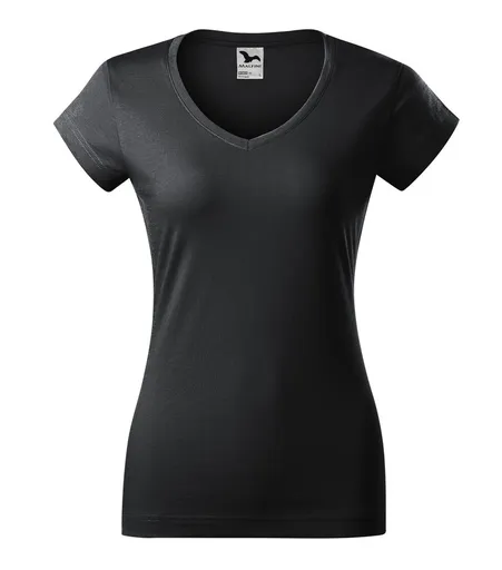 MALFINI Dámske tričko Fit V-neck - Ebony gray | XS