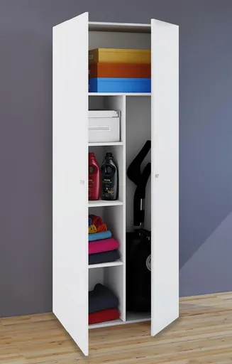 VCM Úklidová skříňka Vandol ll s dvířky, bílá