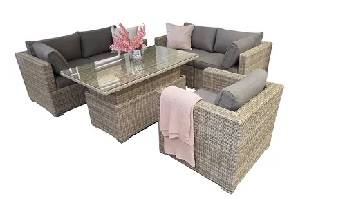 DEOKORK Ratanová zostava SEVILLA pre 5 osôb (béžová)