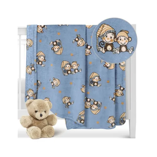 Bellatex Detská prikrývka Ella Opička modrá, 100 x 150 cm
