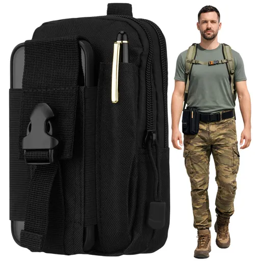 Čierna taška na opasok Rovicky z odolného polyesteru