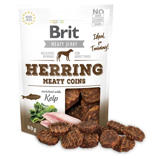 BRIT Jerky Herring Meaty Coins maškrty pre psov 80 g