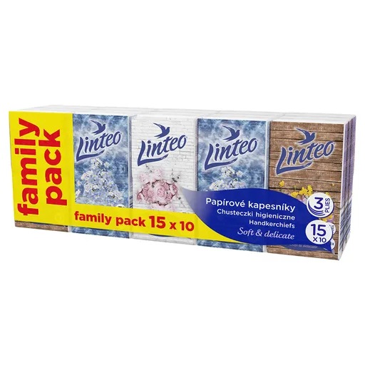 LINTEO Papierové vreckovky 3- vrstvové 15x10 ks