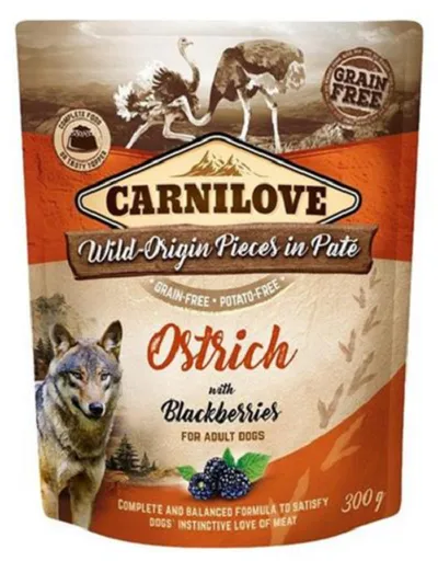 Carnilove dog Paté pštros s černicami kapsičky pre psy 12x300g