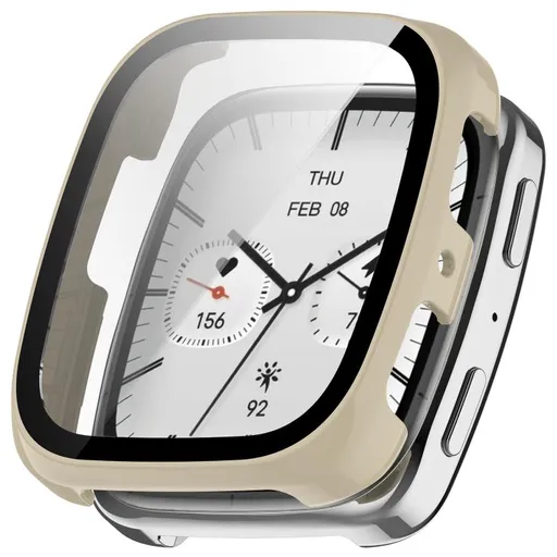 PC FULL COVER Plastový kryt so sklom pre Amazfit Active 2 (Square) IVORY