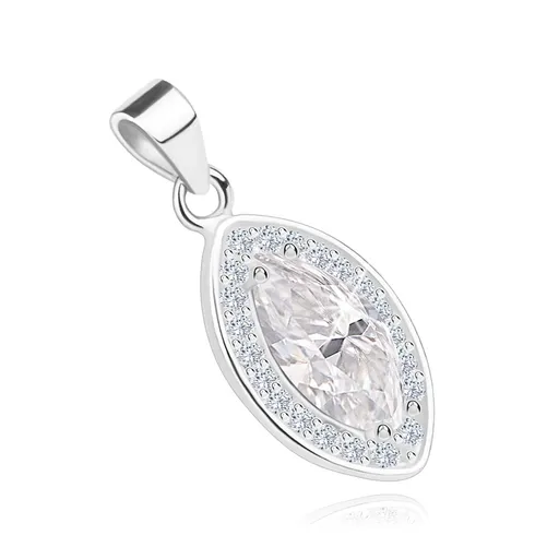 Prívesok z 925 striebra - väčšie zrnko, zirkónová kontúra, trblietavý veľký zirkón