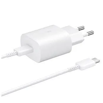 Samsung sieťová nabíjačka EP-TA800EWE + kábel EP-DA705BWE USB-C, 25W, biela, (bulk)