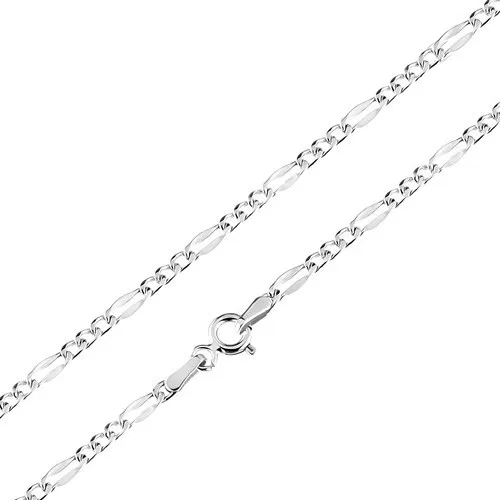 Zlatá retiazka 585 - tri oválne očká, jeden podlhovastý článok, 450 mm