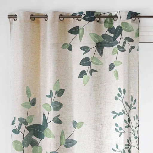 Záves s očkami a potlačou listov