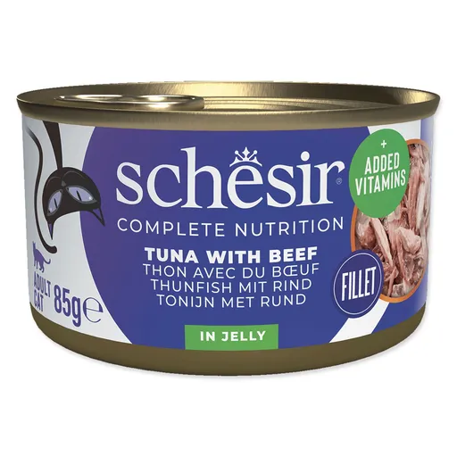 Schesir Cat tuniak a hovädzie v želé 85 g