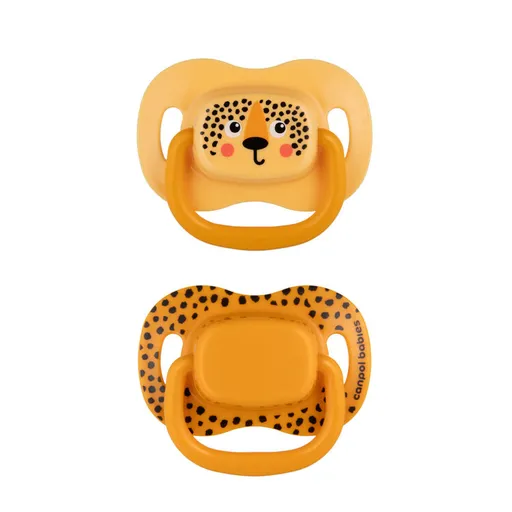 CANPOL BABIES Set symetrických silikónových cumlíkov BabiesBoo 6-18m 2ks oranžový