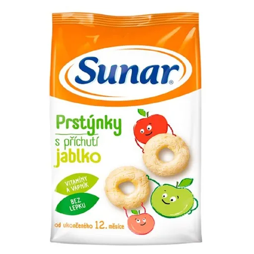 SUNAR Detské chrumky jablčné prstienky 12m + 50 g