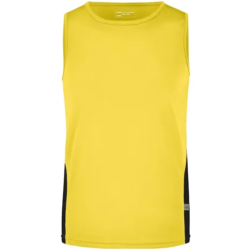 James & Nicholson (Daiber) Pánske športové tričko bez rukávov JN305 - Žltá / čierna | 3XL