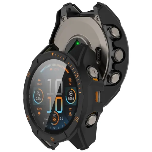 PC FULL COVER Plastový kryt so sklom pre Garmin Tactix 8 47mm BLACK-ORANGE