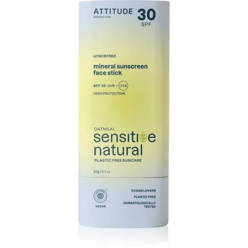 Attitude Sensitive Natural Face Stick minerálny krém na opaľovanie v tyčinke pre citlivú pleť 20 g