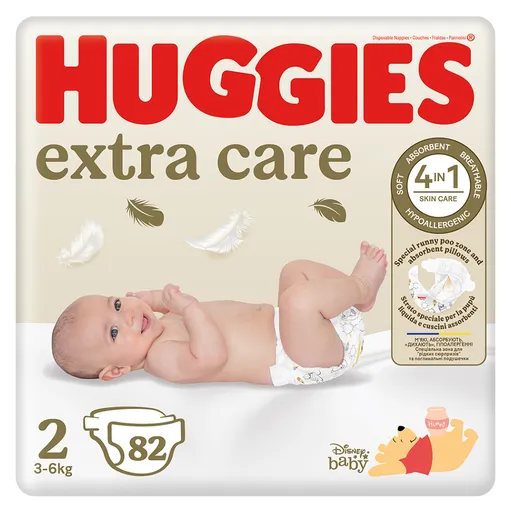 HUGGIES Detské plienky Extra Care 2 veľkosť 3-6 kg 82 kusov