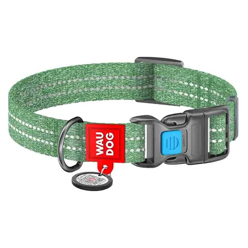 WAUDOG Re-cotton Bavlnený obojok pre psov tm.zelený 1 kus, Veľkosť: S
