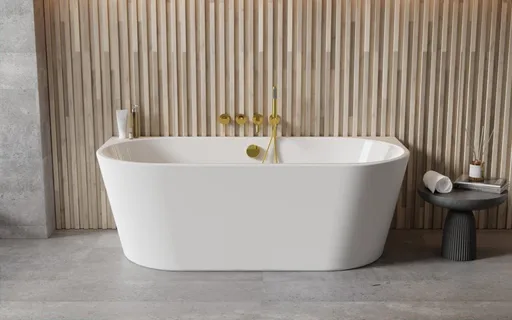 BESCO - Voľne stojaca vaňa VICA NEW biela, sifón s napúšťaním prepadom - Farba - Biela, Farba sifónu - Zlatá, Rozmer vane - 170 × 80 cm VANVIC170NZN