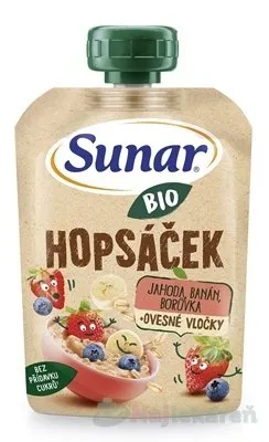 Sunar BIO HOPSÁČEK Jahoda, banán, čučoriedka + ovsené vločky, kapsička (od ukonč. 12.mesiaca) 100g