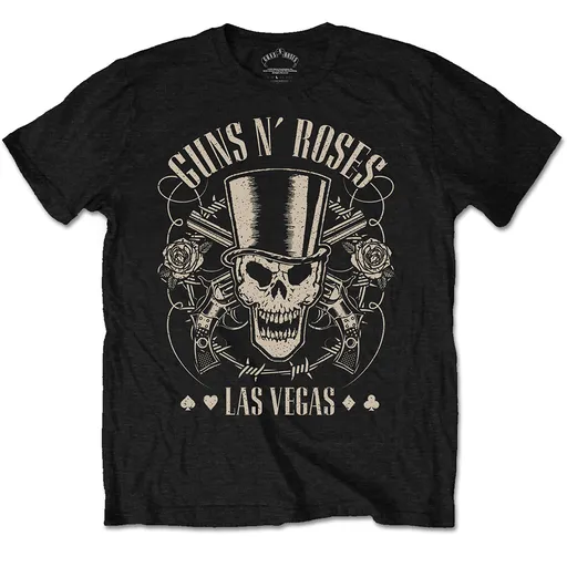 Guns N’ Roses tričko Top Hat, Skull & Pistols Las Vegas Čierna XXL