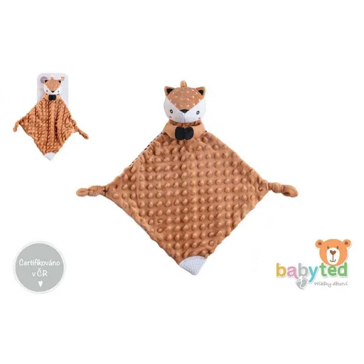 Usínačik babyted Srnček, hryzátko, hrkálka plyš 25 x 25cm, hnedá