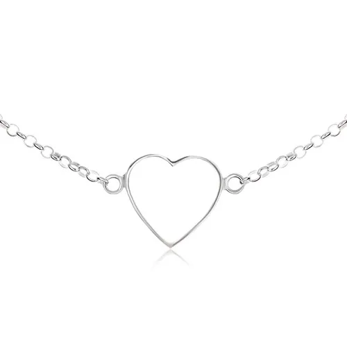 Náhrdelník zo striebra 925 - kontúra súmerného srdca, retiazka