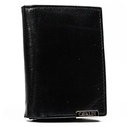 Klasická, vertikálna pánska peňaženka z pravej kože v čiernej farbe - 4U Cavaldi