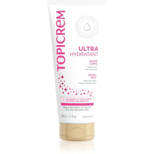 Topicrem UH BODY Ultra-Moisturizing Pearly Body telové mlieko na citlivú pokožku s perleťovým leskom 75 ml