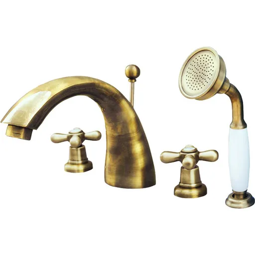 Vaňová batéria RAV Slezák MORAVA so sprchovacím setom stará mosadz MK169.0SSM